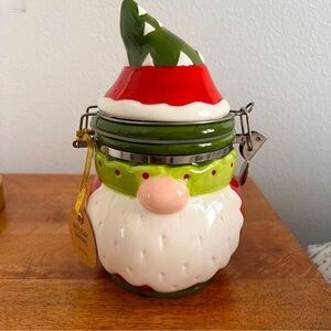 Christmas Gnome Hinged Container Cookie Jar Holiday Collectible Christmas Decor